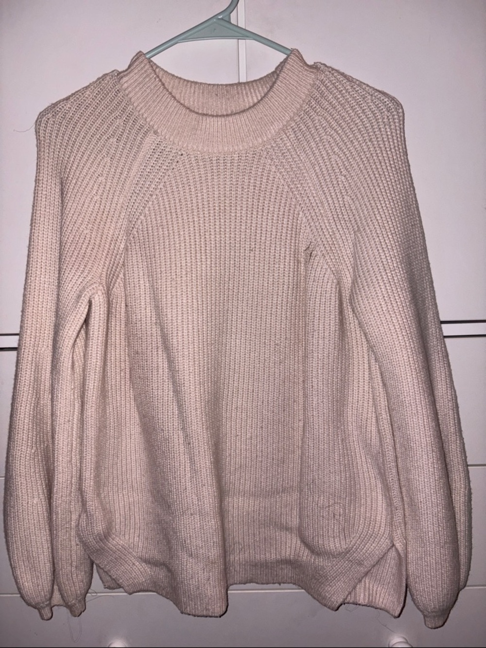 Ann Taylor Cream Ribbed Crewneck Sweater